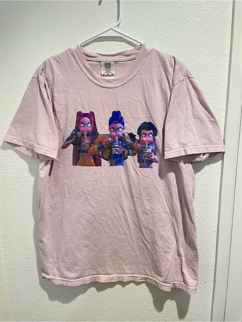 🌸 Comfort Colors Netflix K-Pop Demon Hunters Graphic Tee 🍜 Size L